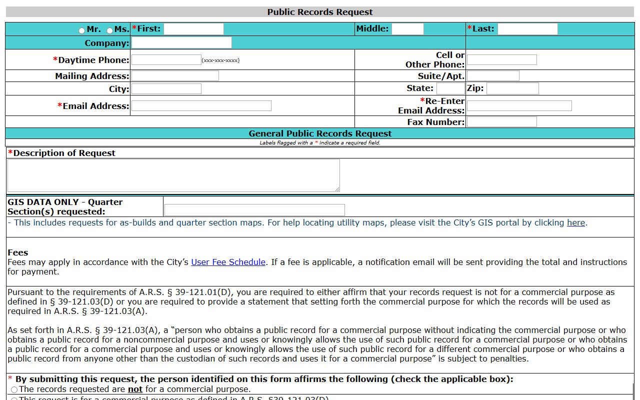 Goodyear Arizona public records portal for phone directory information searches