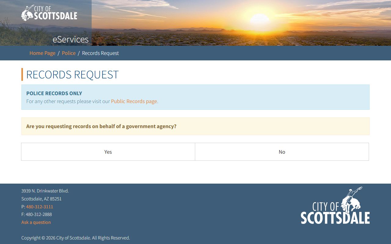 Scottsdale Police records request portal