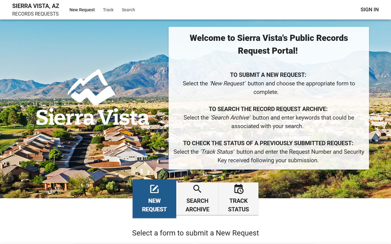 Sierra Vista Arizona JustFOIA public records portal for phone directory searches