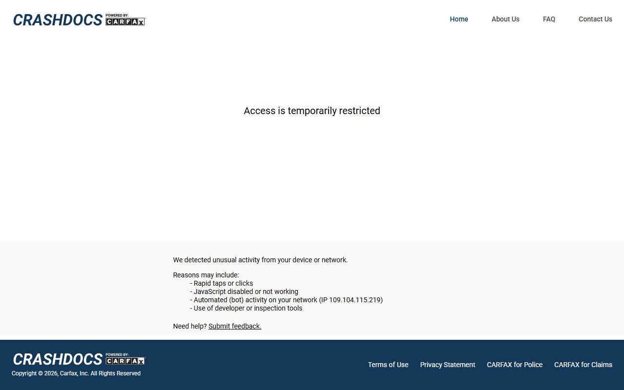 Crashdocs portal for Tucson collision reports