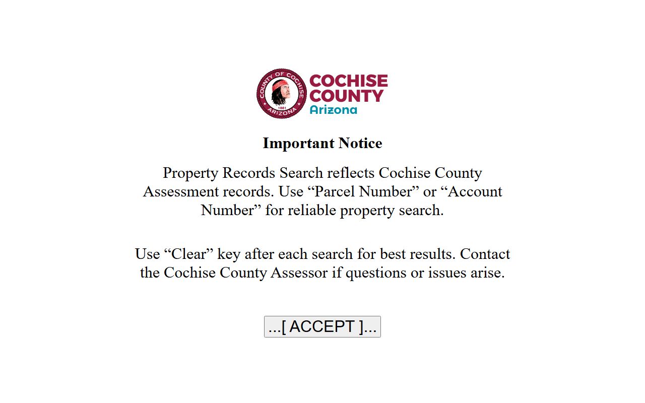 Cochise County property records search for owner contact information