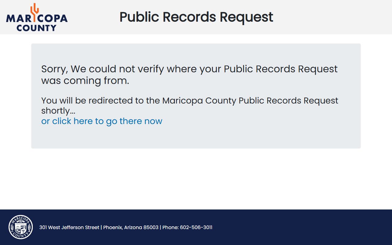 Maricopa County public records request portal for phone directory searches