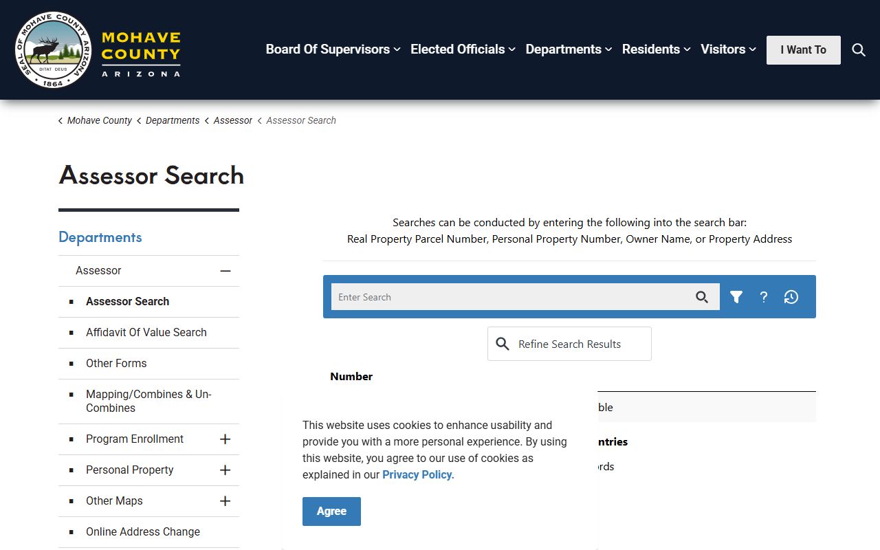 Mohave County property search for owner contact information