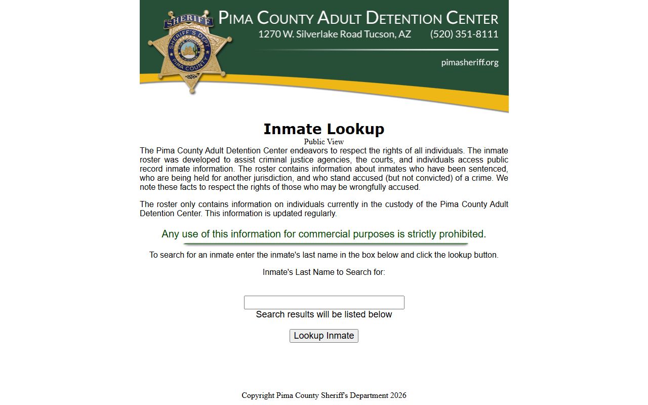 Pima County Sheriff inmate lookup for locating people in custody