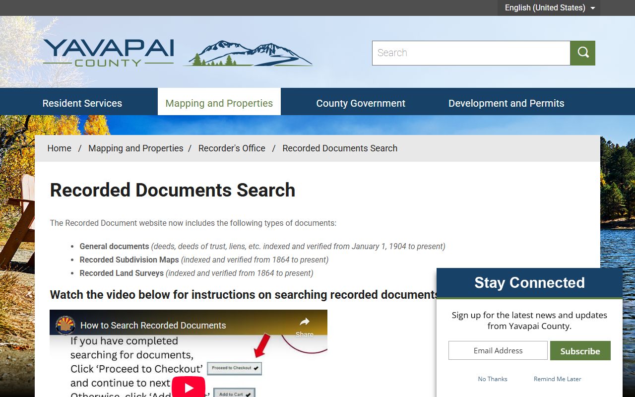 Yavapai County recorded documents search for phone directory information
