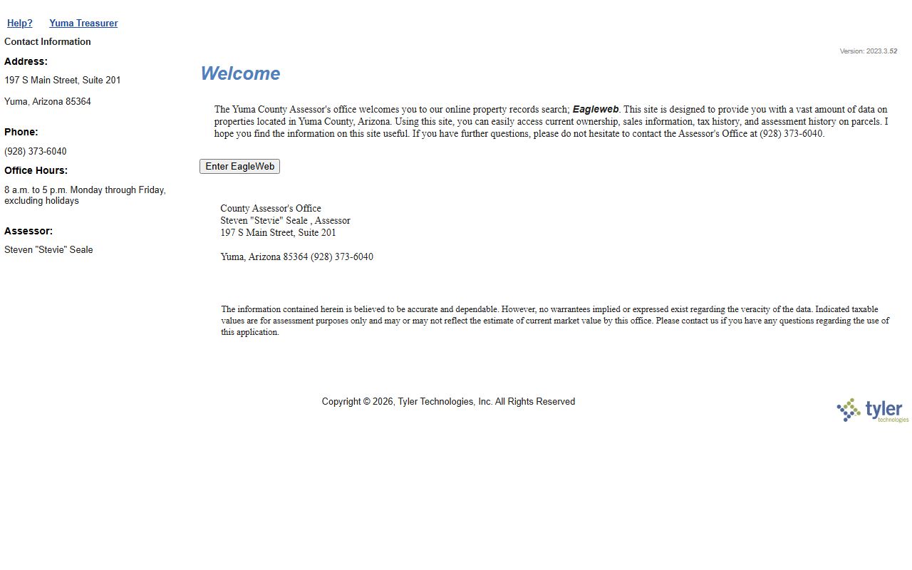 Yuma County Assessor property search for contact information