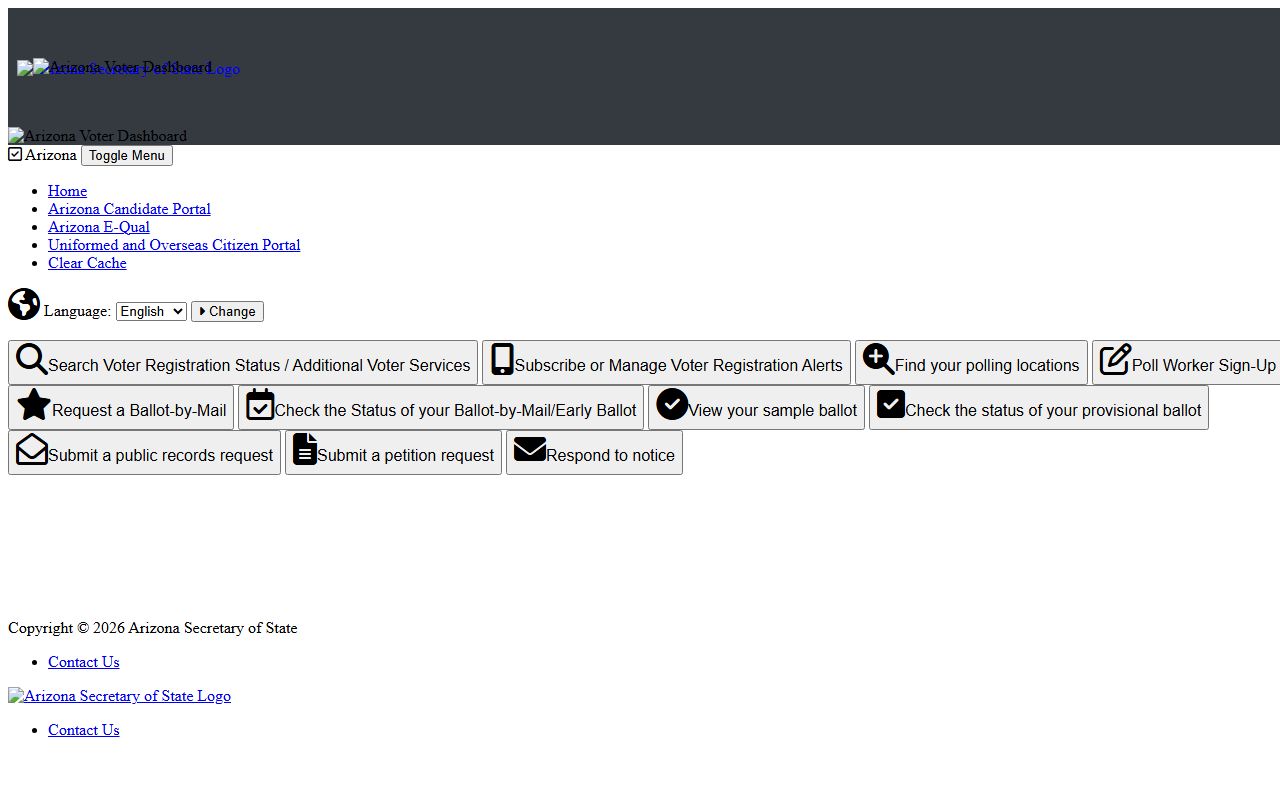 Arizona voter dashboard portal for checking registration and polling locations