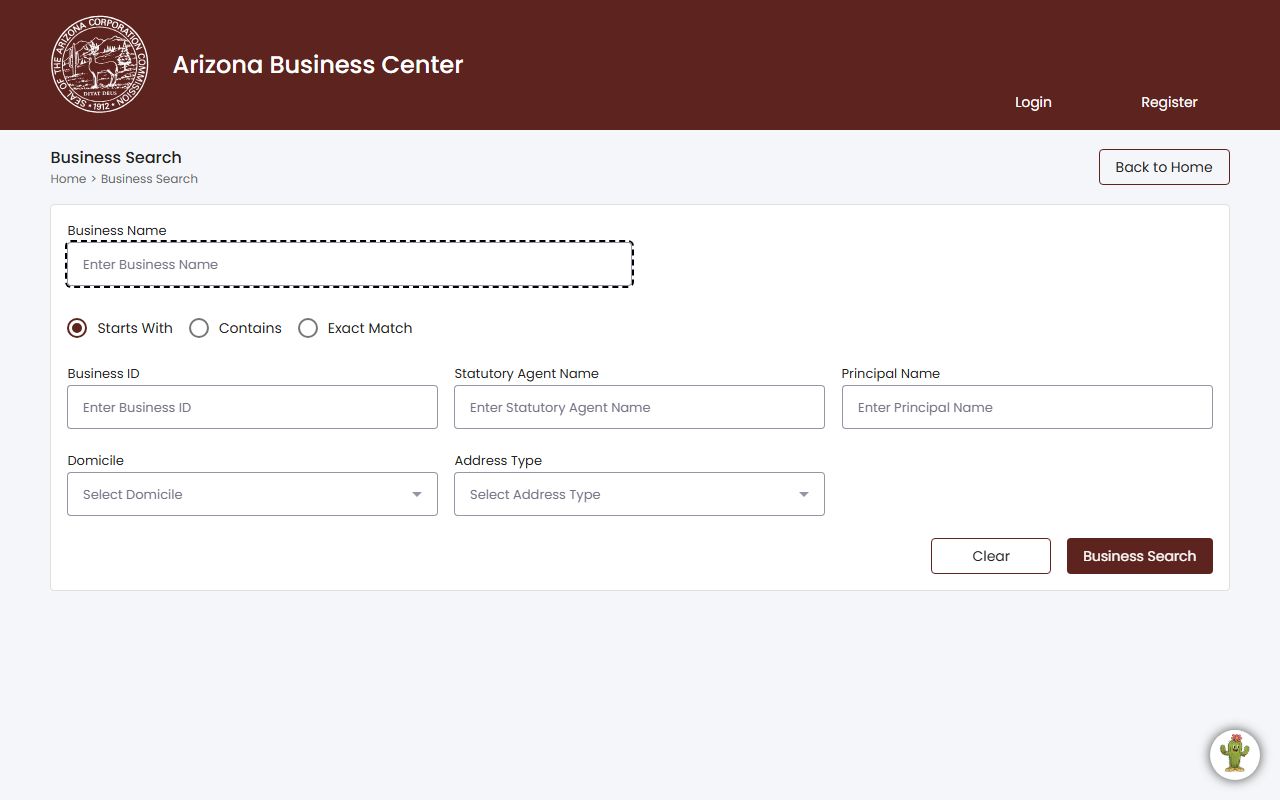 Arizona Corporation Commission business search portal for phone directory lookups